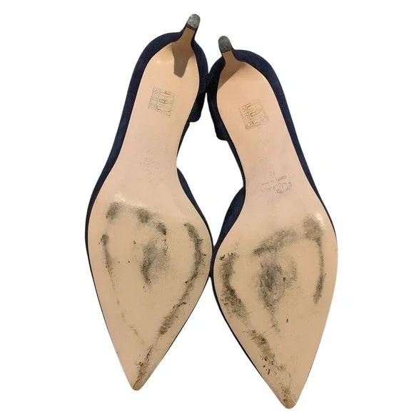 J. Crew Navy Suede D'Orsay Pointed Toe Pumps Made in Italy Size 12 Quiet Luxury